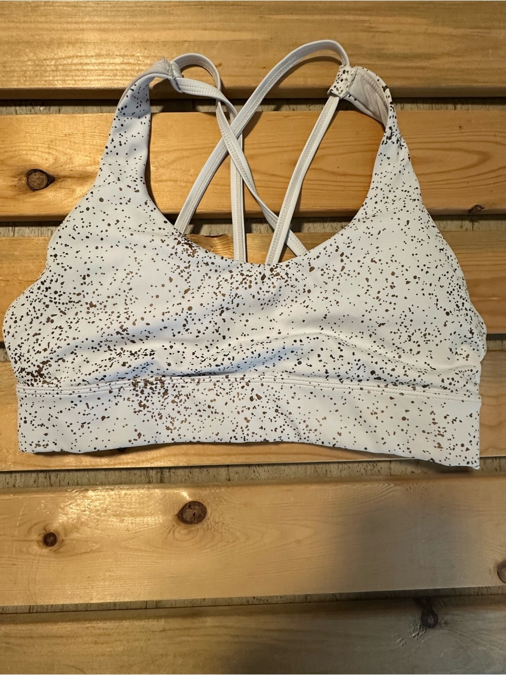 Zyia White Stay Gold Light n Tight Strappy Bra large EUC